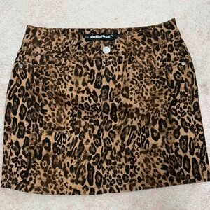 Dollhouse Leopard Print Mini Skirt - Brown and Black